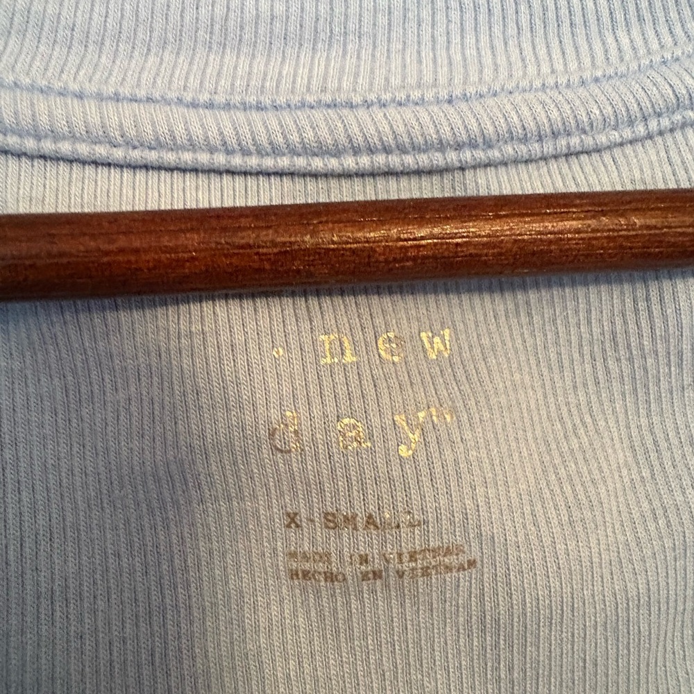 Light Blue Short Sleeve Ribbed Tee - Picture 2 of 3